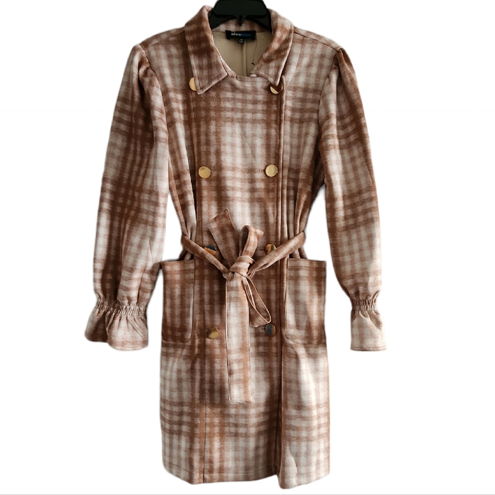 NWT Alice Blue Plaid Belted Jacket